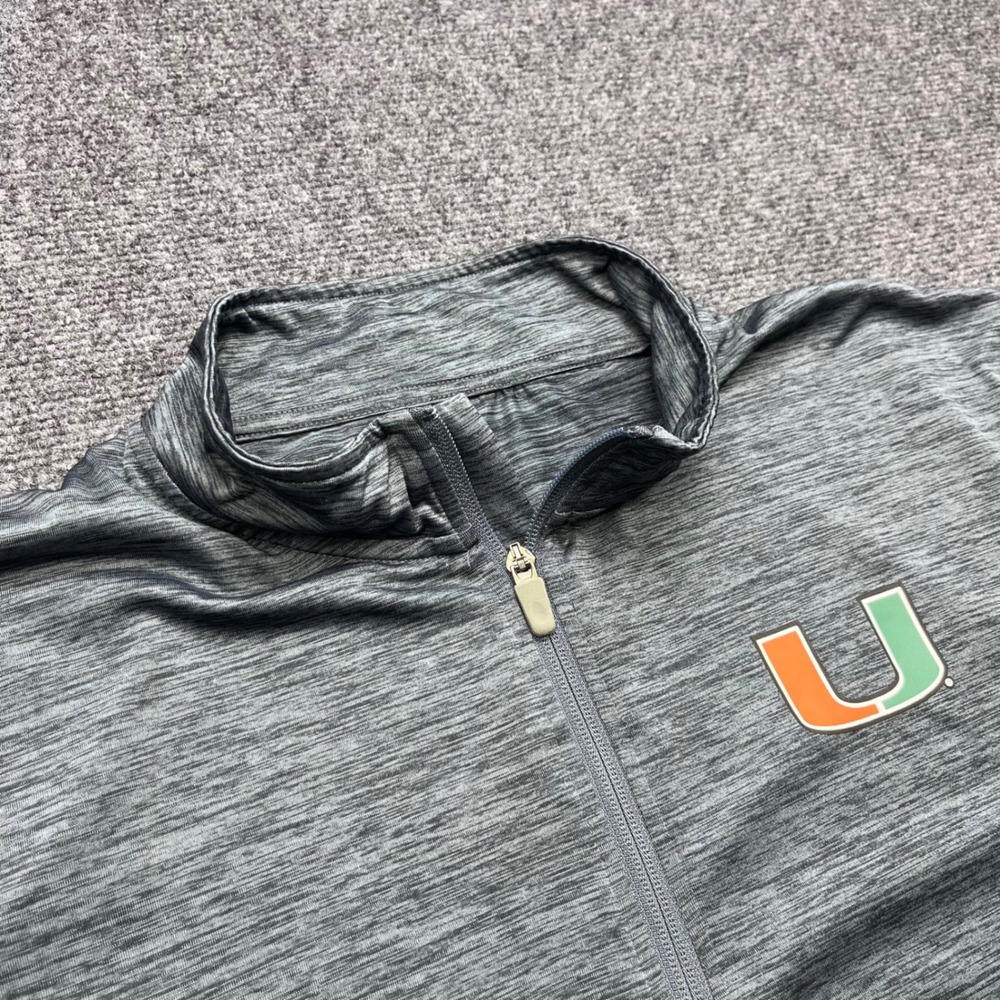 Miami Hurricanes NCAA Quarter Zip Space Dye Gray Pullover Top